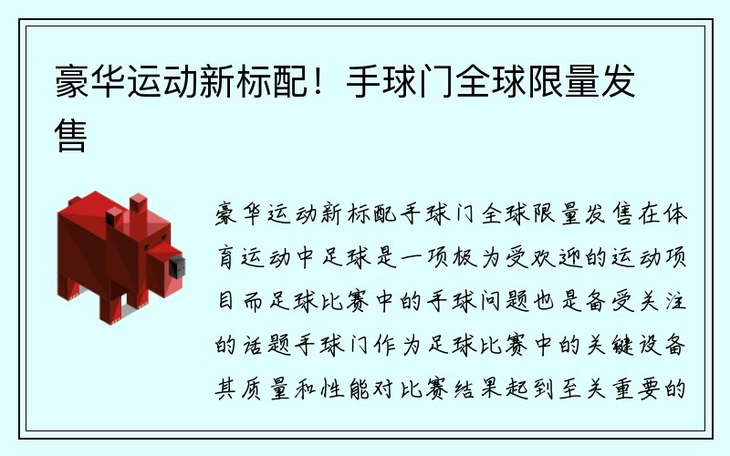 豪华运动新标配！手球门全球限量发售